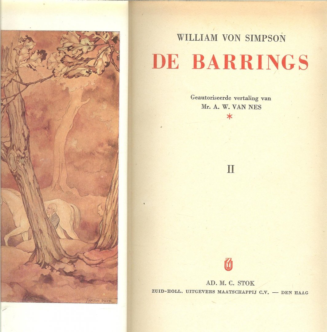 SIMPSON VON WILLIAM ..  Geautoriseerde vertaling van Mr.A.W. van Nes - DE BARRINGS  .. deel II