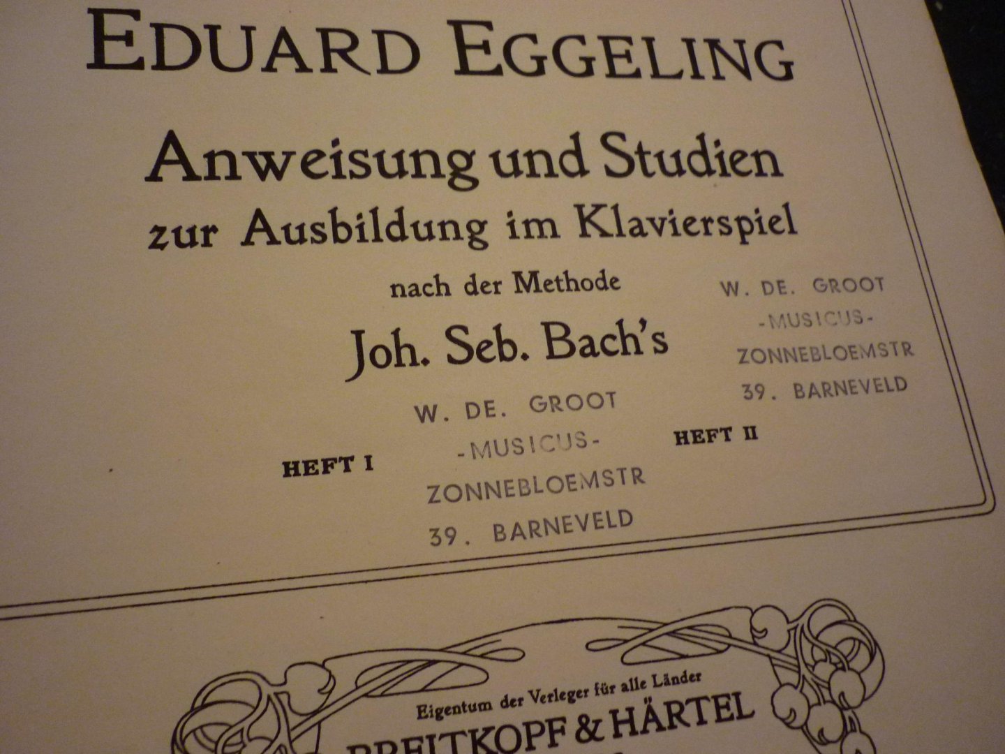 Eggeling; Eduard - Anweisung und Studien zur Ausbildung klavierspiel im Klavierspiel nach der Methode J. S. Bach's - Heft 1