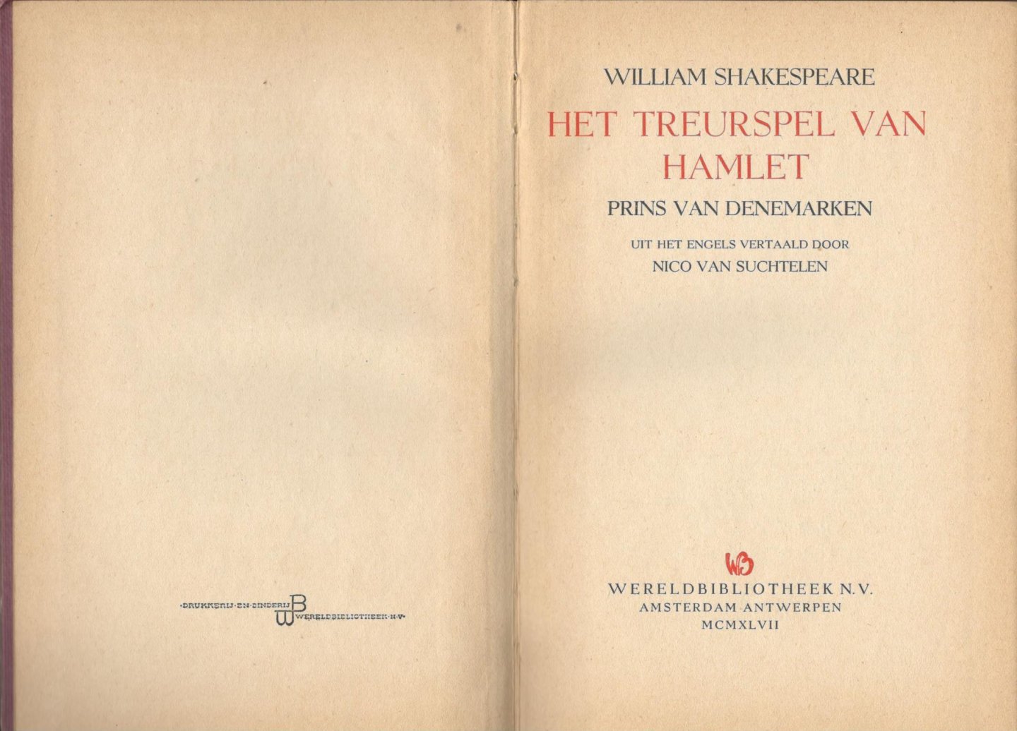 Shakespeare, William - Het treurspel van Hamlet, Prins van Denemarken (vertaling Nico van Suchtelen)