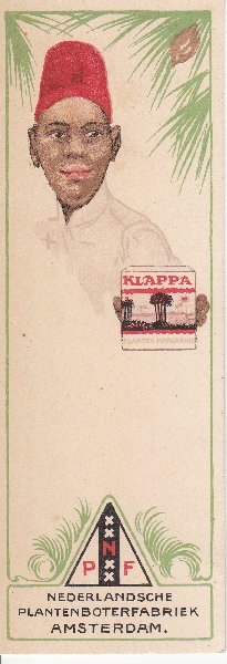 Klappa - Reclamekaart / boekenlegger,  Klappa Nederlandsche Plantenboterfabriek