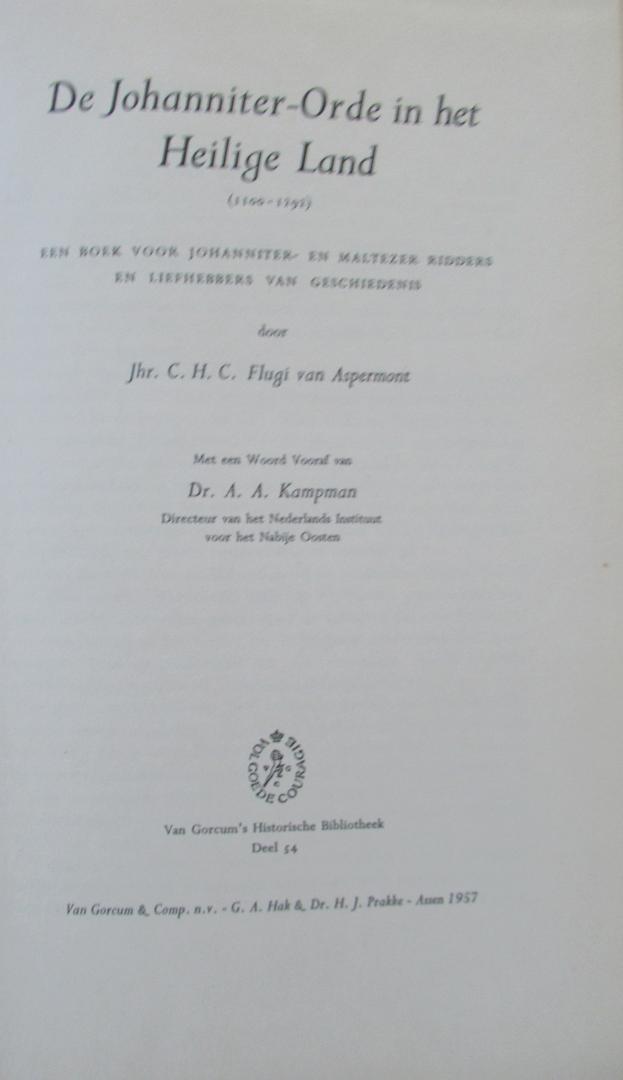Flugi van Aspermont C.H.C. Jhr. - De Johanniter-Orde in het Heilig Land