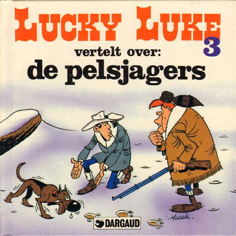 Morris - Lucky Luke Vertelt Over : De Pelsjagers (3), kleine hardcover, goede staat (wat kleine krasjes en vlekken omslag)