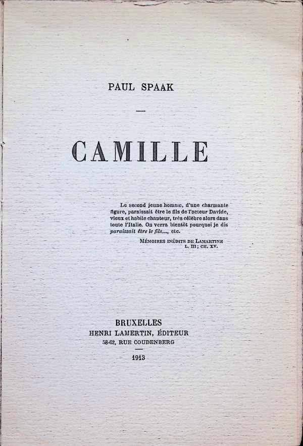 Paul Spaak - Camille