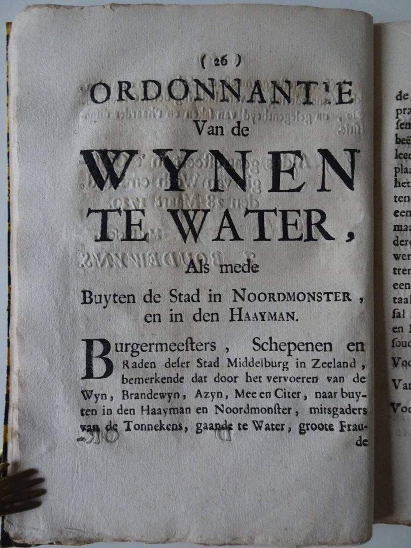  - Nieuwe Ordonnantie Gemaakt ende gearresteert by Borgemeesteren, Schepenen en Raden der Stad Middelburg; Wegens het ordinaire Kraanregt, Van alle Kraan Goederen; Item van Kraan Sleden en Kraan Kinders.