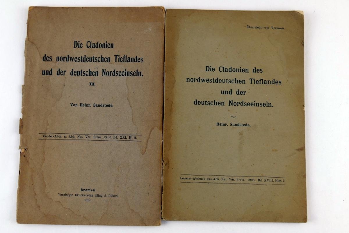 Sandstede, Heinr. - 2 x Die Cladonien des nordwestdeutschen Tieflandes und der deutschen Nordseeinseln 1906 + 1912 (4 foto's)