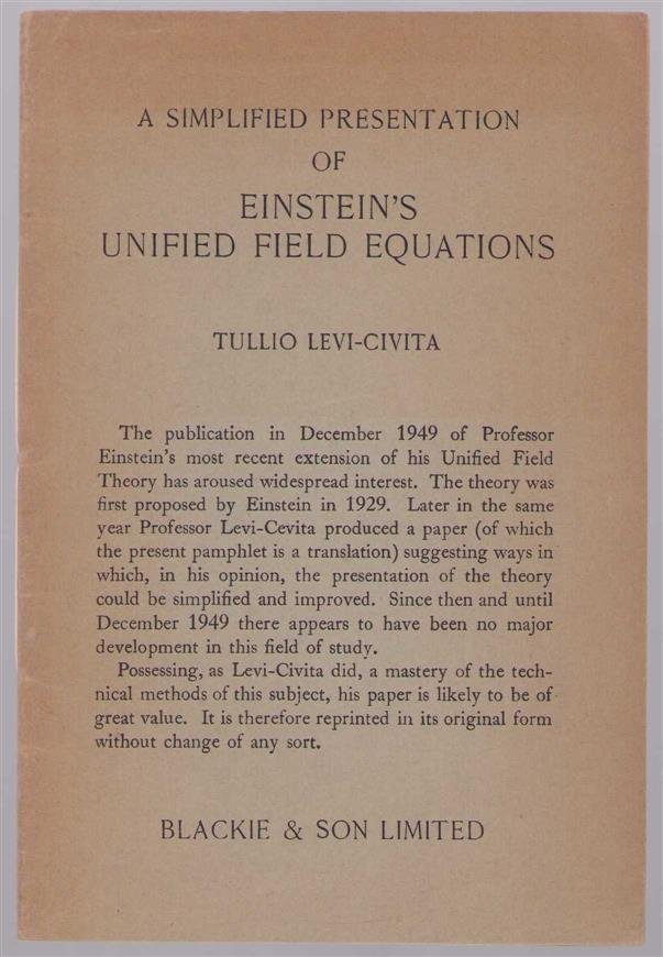 Tullio Levi-Civita - A simplified presentation of Einstein's unified field equations