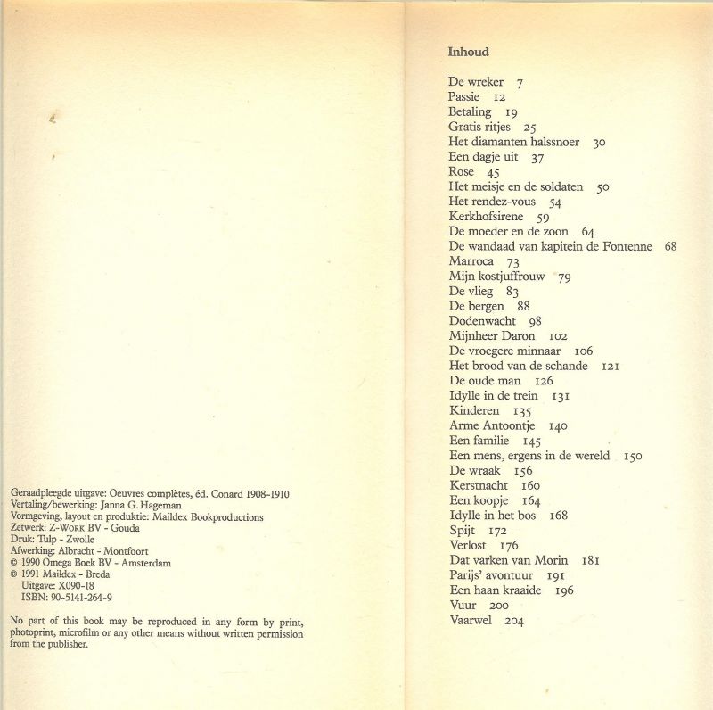Maupassant Guy de   Vertaald door Janna G Hageman - Erotische Verhalen