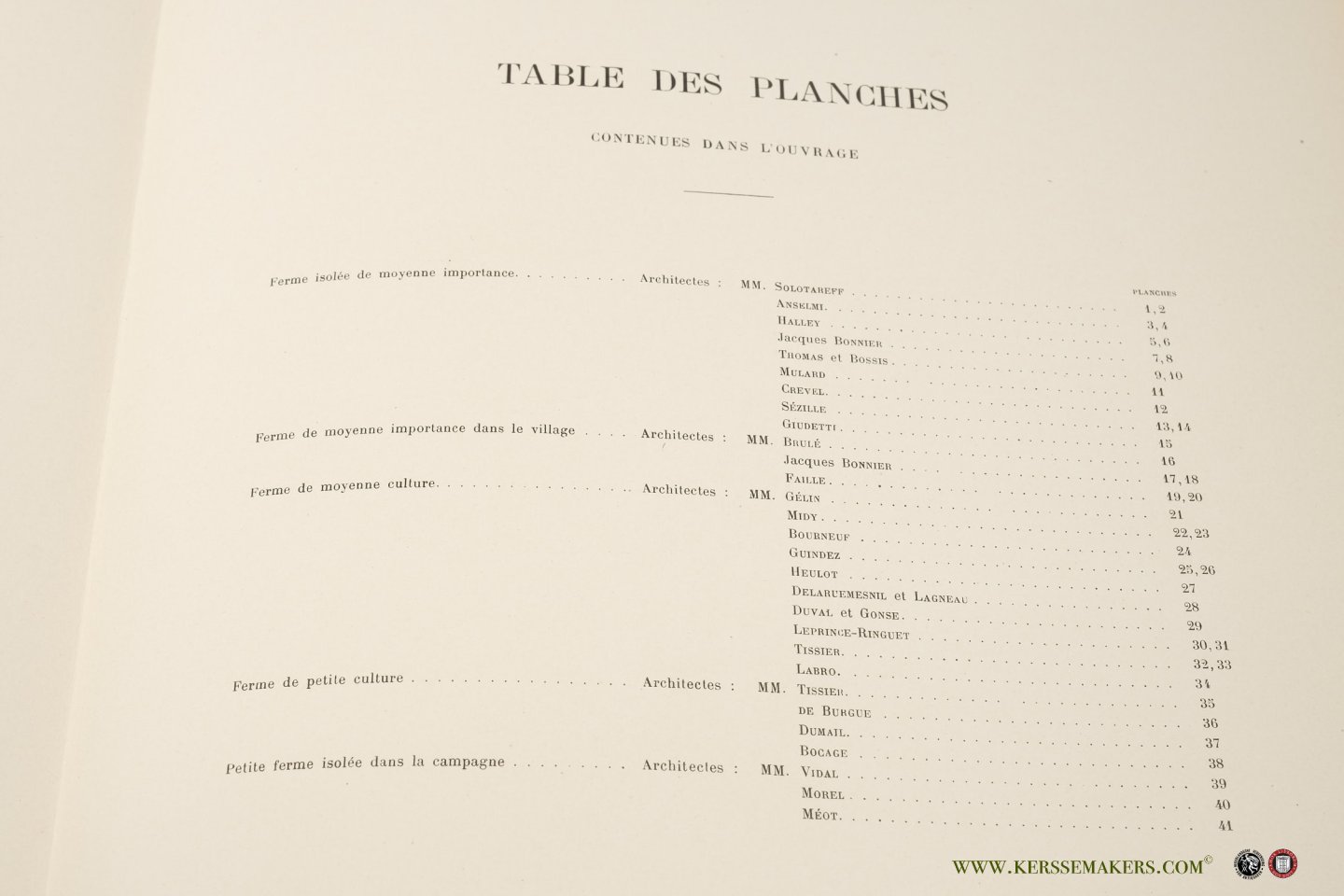 LEFOL, GASTON (ed.). - Fermes et constructions rurales. Façades, plans, détails. Projets primés au concours du sous-secrétariat des Beaux-arts.
