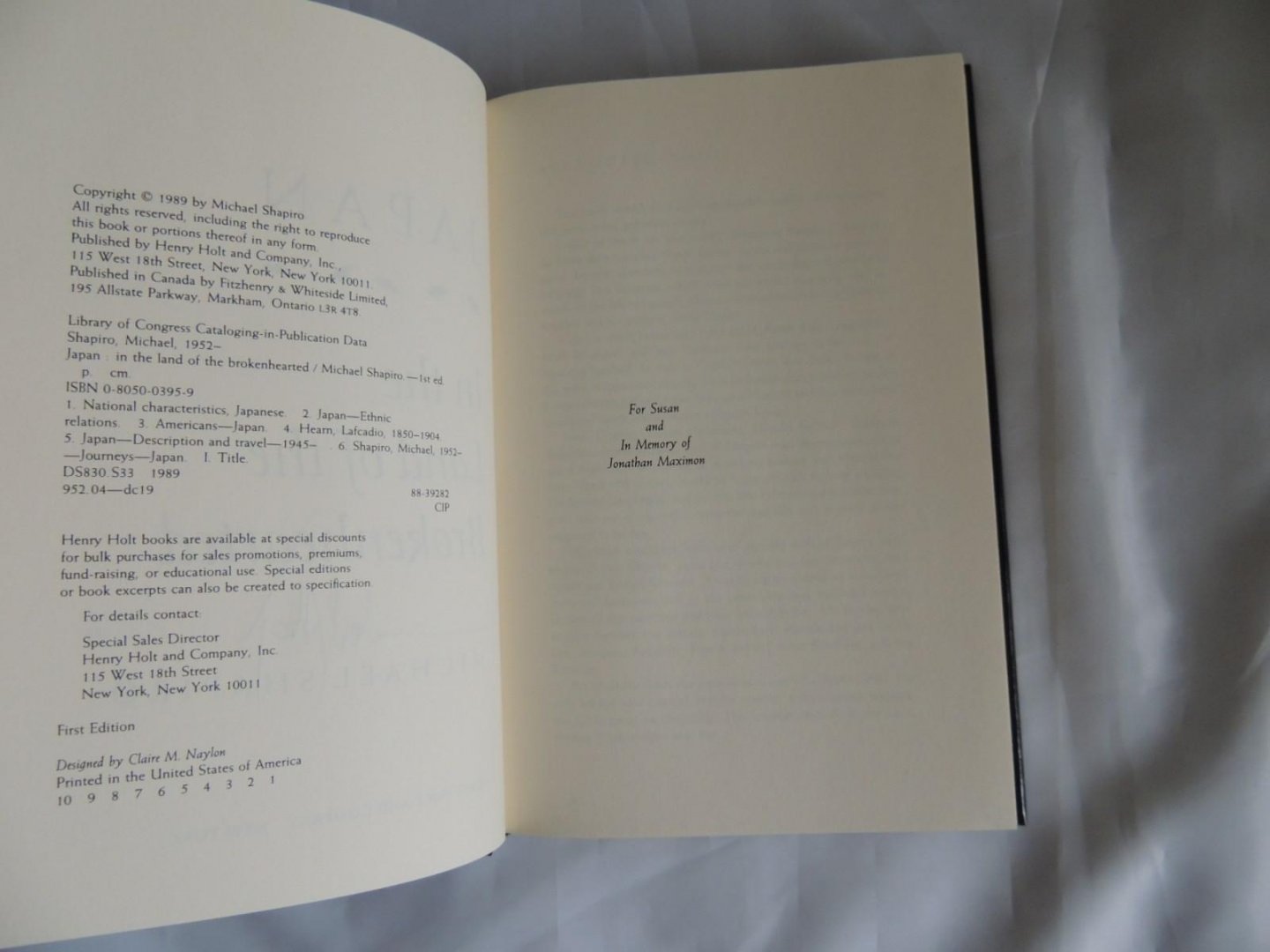 Michael Shapiro - Japan. the land of the brokenhearted. - SIGNED BY THE AUTHOR