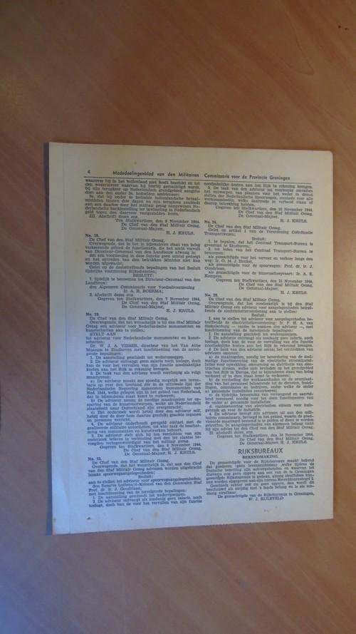 Provincie Groningen - Mededeelingenblad van den Militairen Commissaris voor de Provincie Groningen. 1945 Nr.6