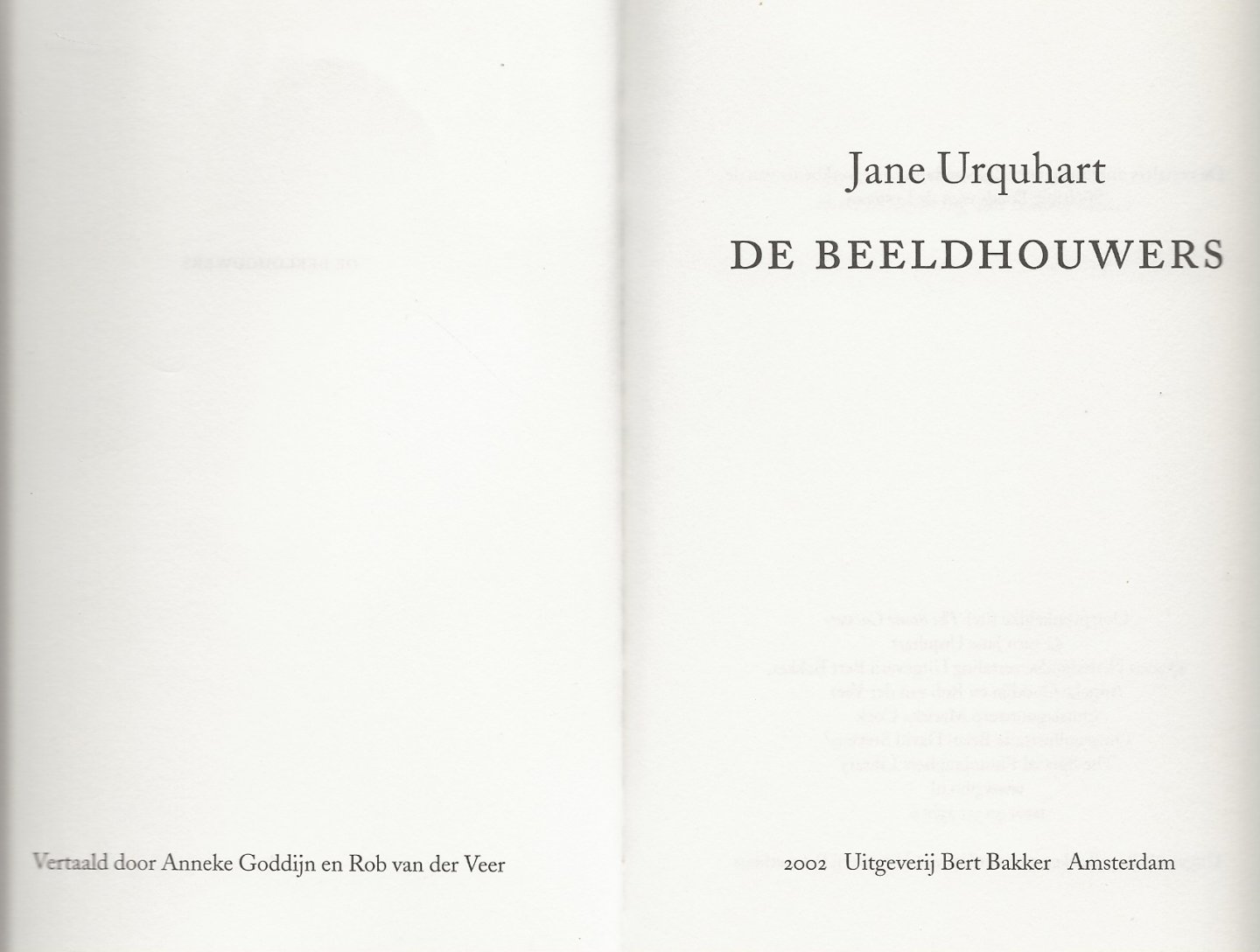 Urquhart, Jane.  Vertaald door Anneke Goddijn en Rob van der Veer - De Beeldhouwers