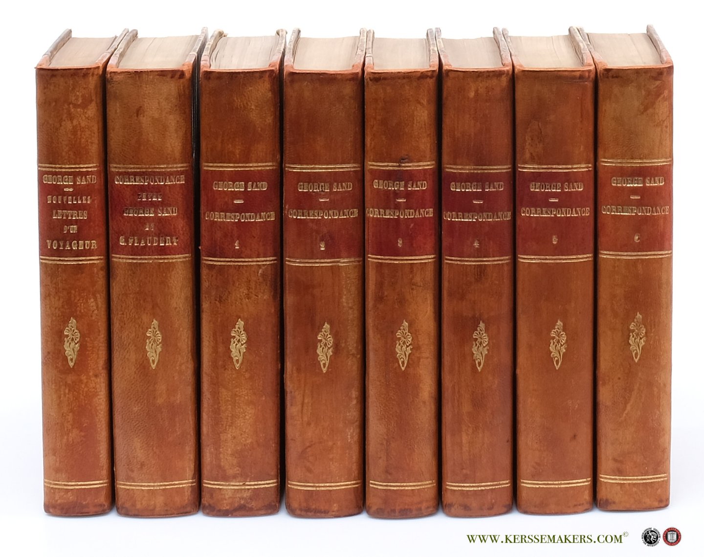Sand, George - Correspondance, 1812-1876. 6 vols complète. - Nouvelles lettres d'un voyageur. 1 vol. - Correspondance entre George Sand et Gustav Flaubert. Préface de Henri Amic. 1 vol.