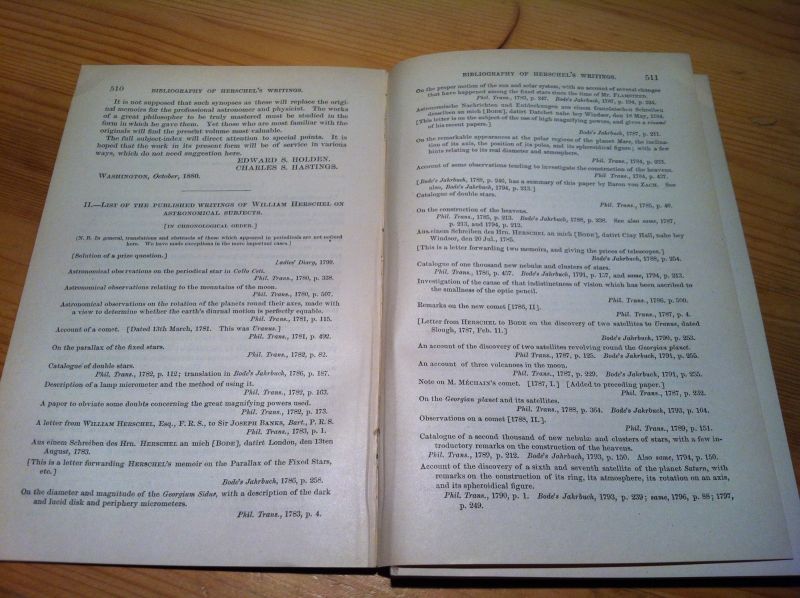 Herschel, William & Holden, ES & Hastings, CS - A Synopsis of the Scientific Writings of Sir William Herschel