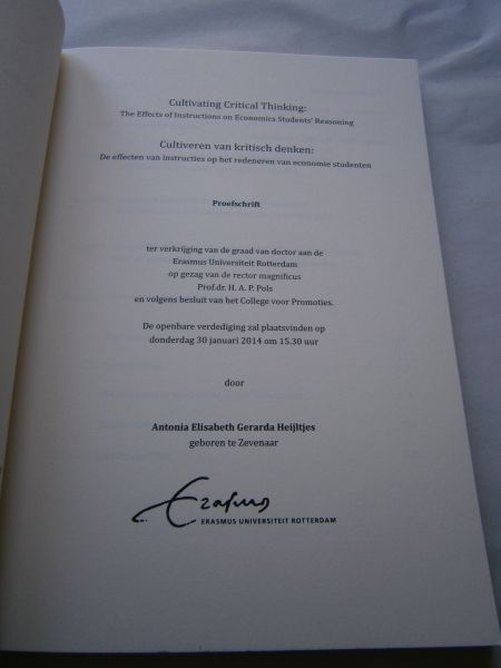 Heijltjes, Anita - Cultivating critical thinking