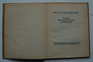 Whitman, Walt - Gesang Von Der Offenen Landstrasse