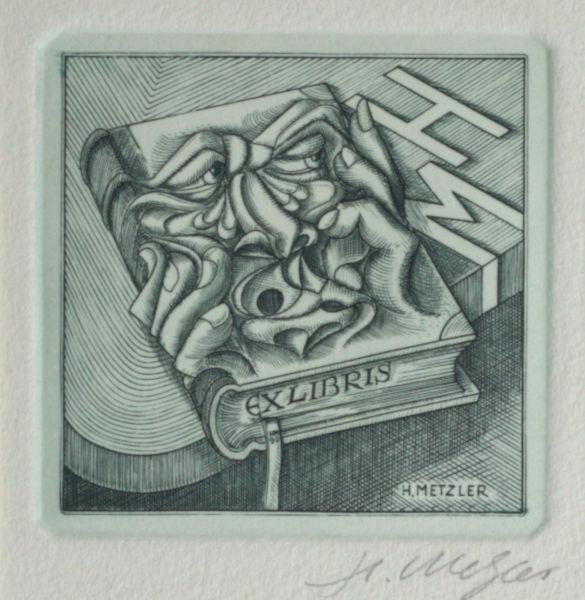 Metzler, Hansjörg. - Exlibris voor HM.
