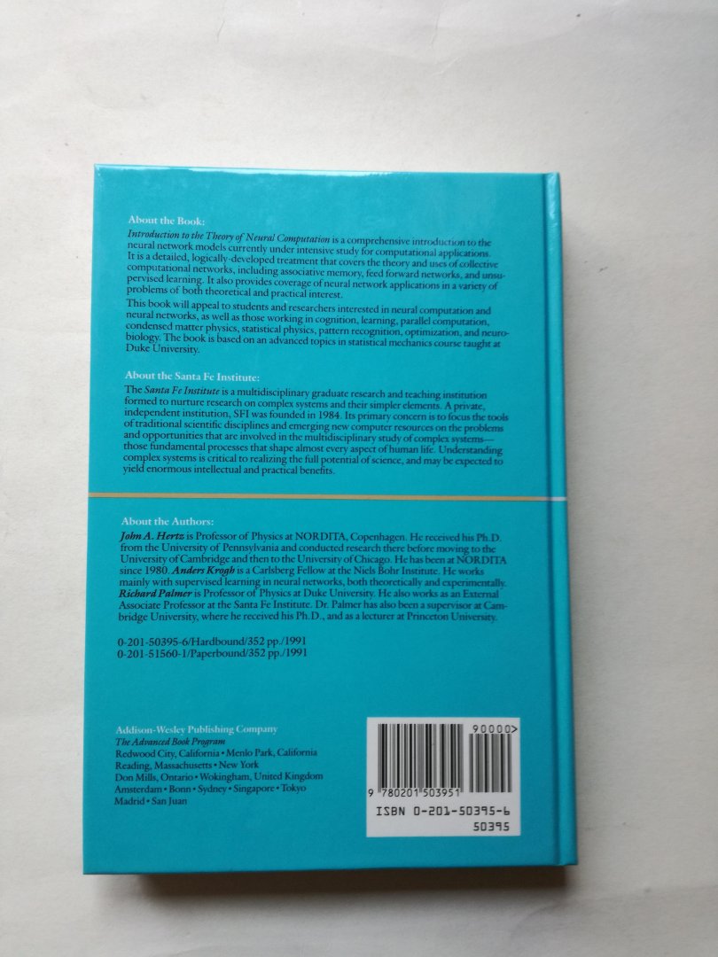 John Hertz. Andres Krogh. Richard G. Palmer - Introduction to the theory of neural computation