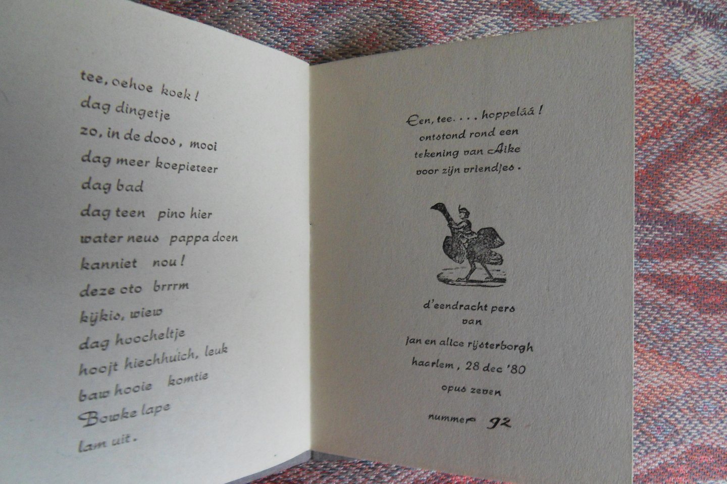 Rijsterborgh, Jan en Alice. - Een, téé... hoppeláá! [ Genummerd ex. 92 - oplage niet vermeld ].