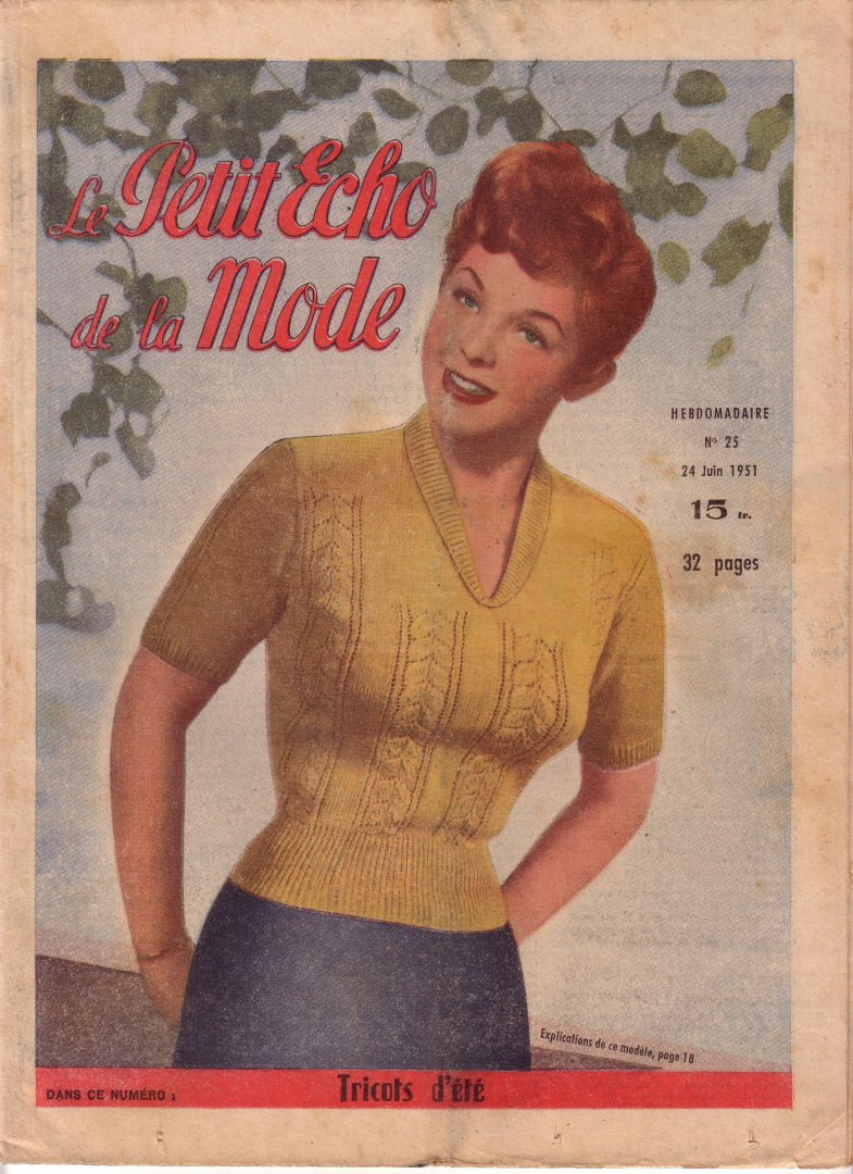 May, J, publisher-editor, - Le Petit Echo de la Mode. Hebdomadaire. No. 25 24 Juin 1951.