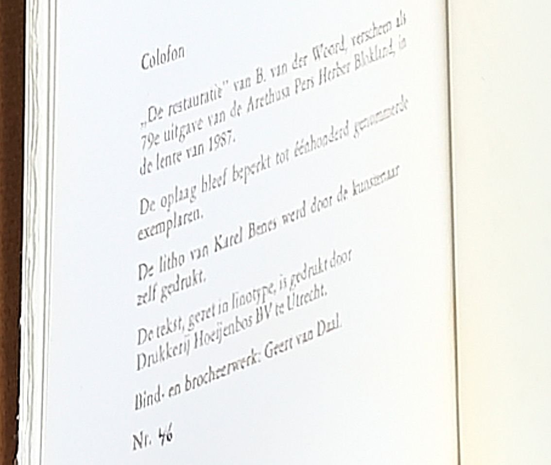 Woord, B. van der. - De restauratie. Haar betekenis voor de gemeenschap.
