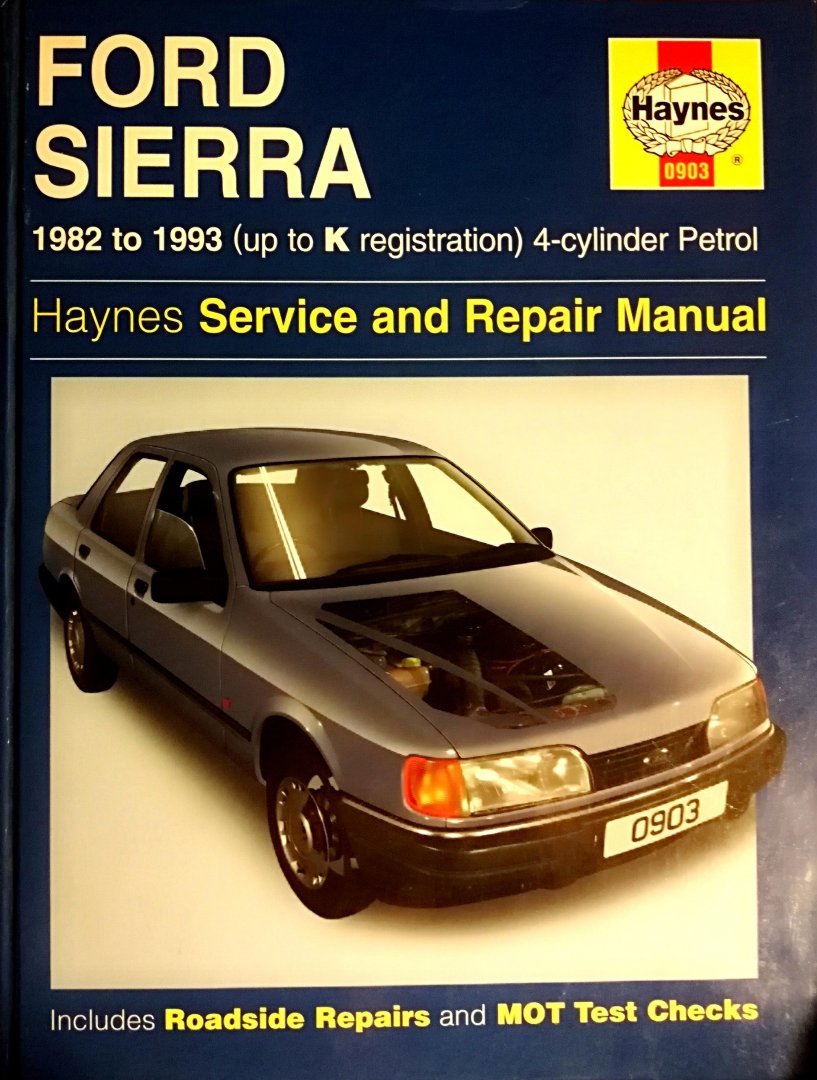 Rendle , Steve . & Christopher Rogers .  [ ISBN 9781859600900 ] 2619 - Ford Sierra Service and Repair Manual . 1982 tot 1993 (up tot K registr Saloon ( Sapphire and Hatchback ) Estate and P 100 Pick-up models, inclusief special/ limited editions with the four-cilinder SOHC, DOHC & CVH petrol engineer and two-weel-drive.
