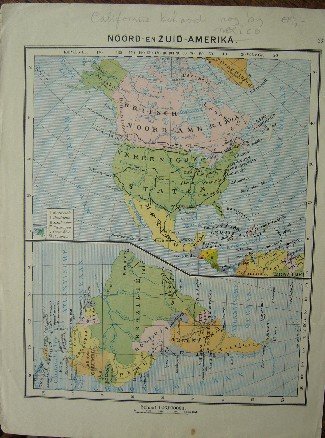 antique map. kaart. - Noord en Zuid Amerika. (North and South America).