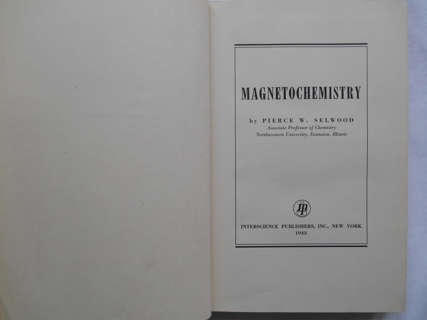 Selwood, P.W. - Magnetochemistry