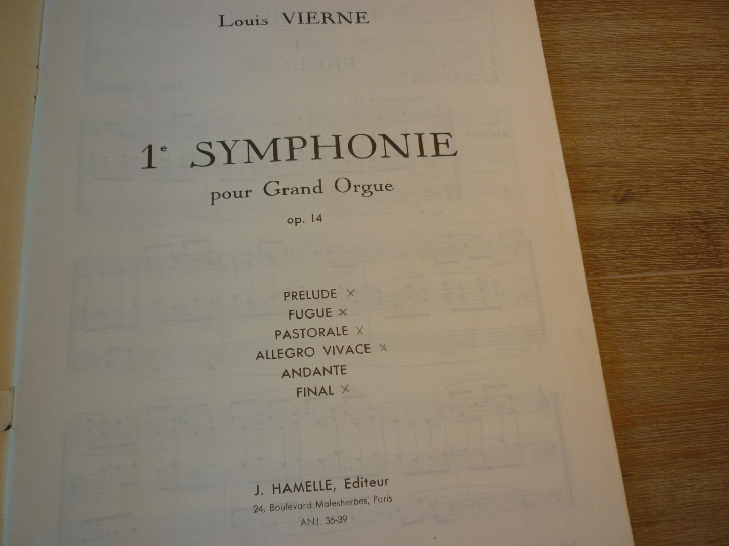 Vierne; Louis - 1e Symphonie pour grand Orgue; Op. 14