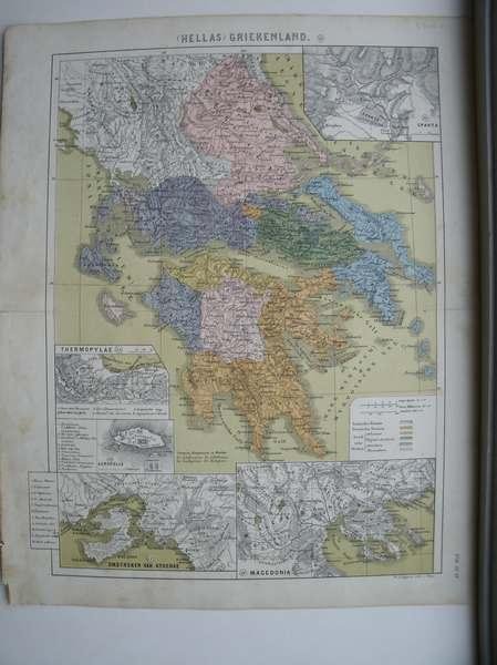 antique map. kaart. - Hellas. Griekenland.