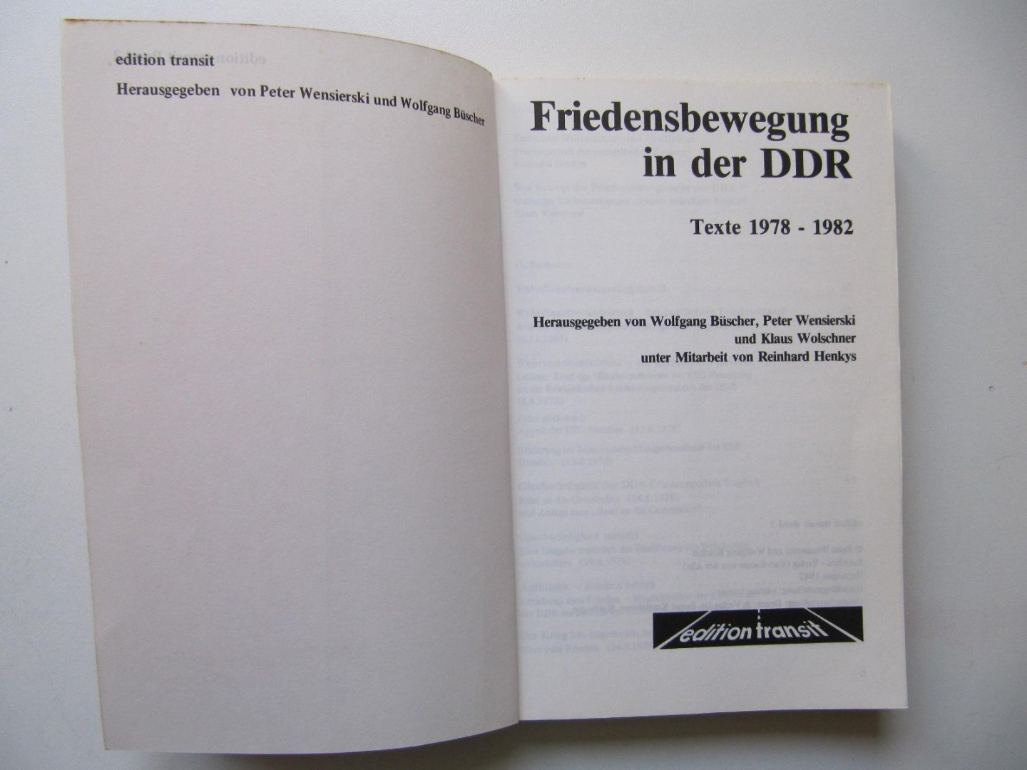 Peter Wensierski und Wolfgang Büscher - Friedensbewegung in der DDR