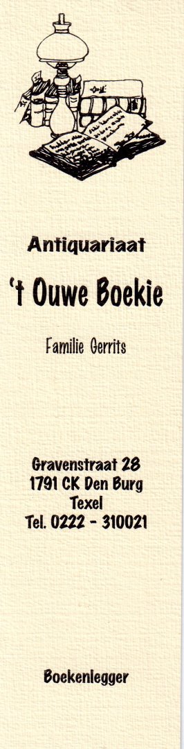  - boekenlegger: Antiquariaat 't Ouwe Boekie