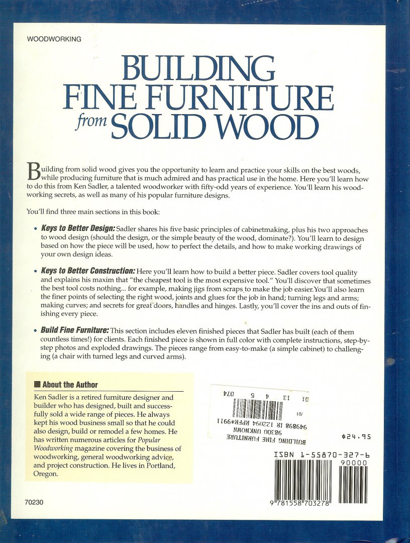 Sadler, Ken - Building fine furniture from solid wood