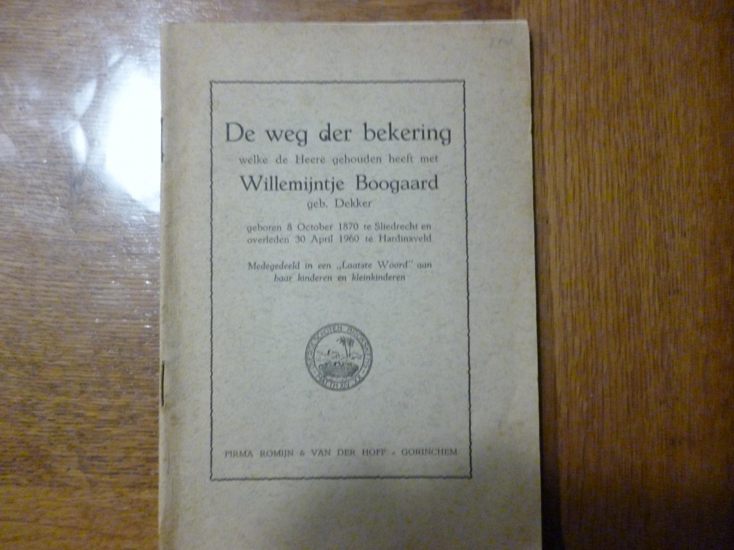  - De weg der bekering welke de Heere gehouden heeft aan Willemijntje Boogaard
