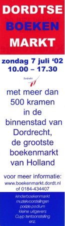  - boekenlegger: Dordtse boekenmarkt zondag 7 juli '02