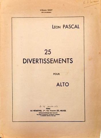 Pascal, Léon: - 25 divertissements pour alto