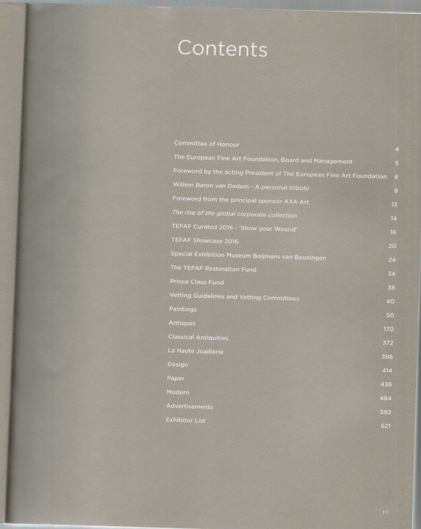 Catalogus - Tefaf 2016 [The European Fine Art Fair, Maastricht]