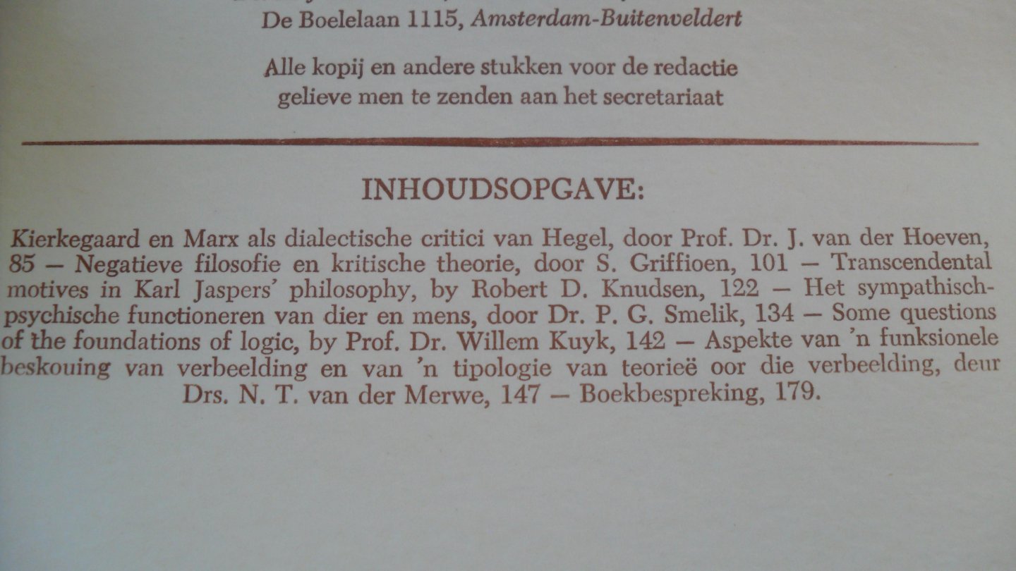 Redactie (Dr.  H. Dooyeweerd ) - Philosophia Reformata ( orgaan van de ver. voor Calvinistische Wijsbegeerte)
