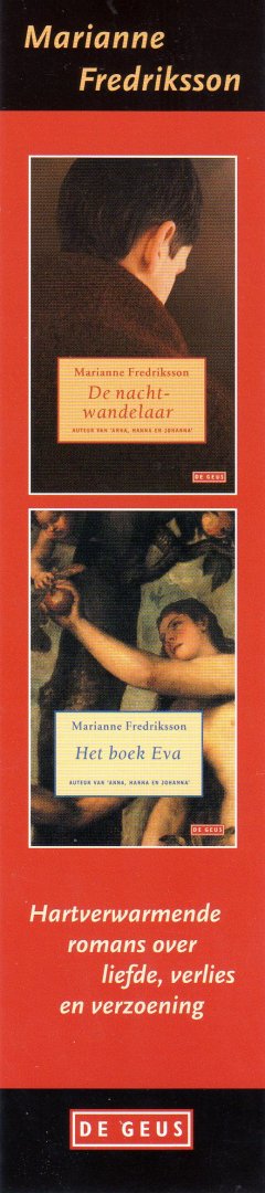 Fredriksson, Marianne - boekenlegger: De nachtwandelaar / Het boek Eva