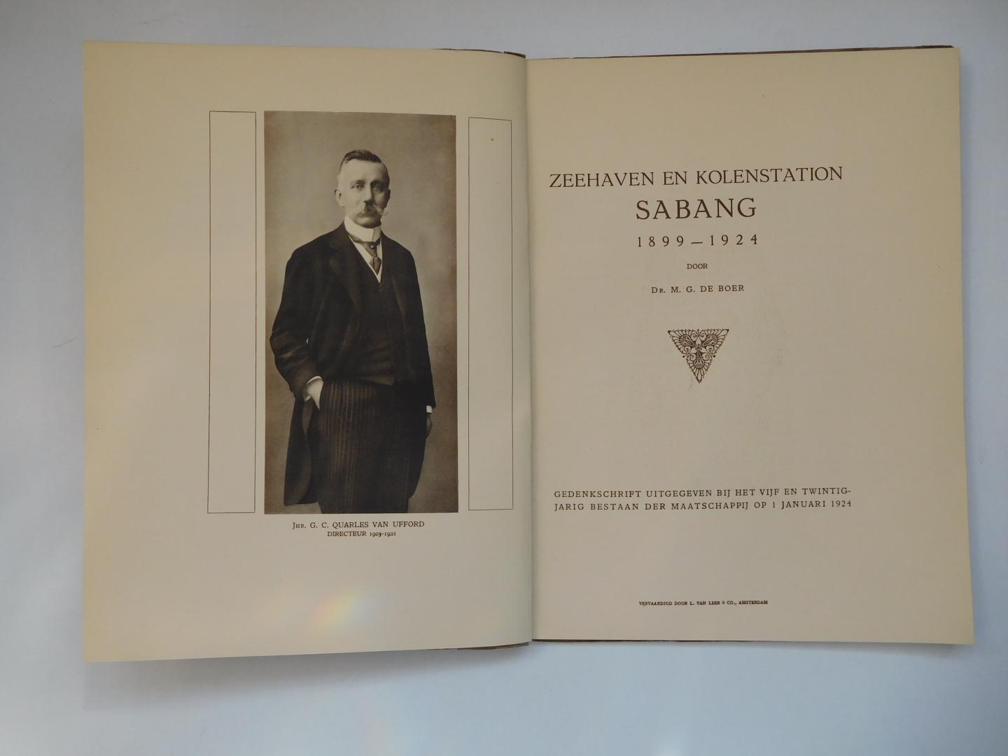 Boer, M. G. de - Zeehaven en kolenstation Sabang 1899-1924