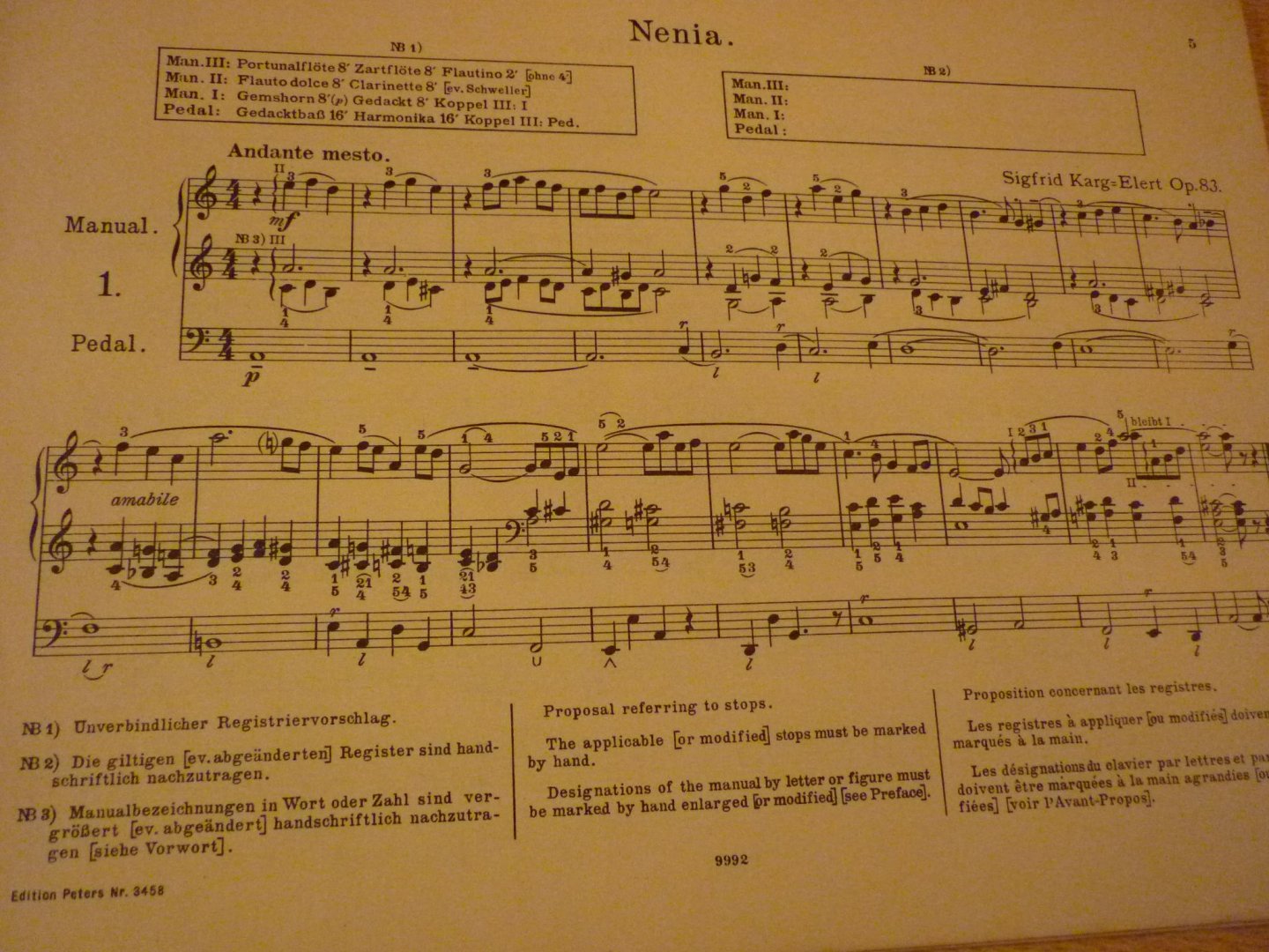 Karg-Elert; Sigfrid  (1877-1933) - Leichte Pedalstudien fur Orgel - Opus 83; Zur Einführung in das moderne Orgelspiel