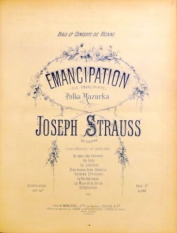 Strauss, Josef: - Emancipation (Die Emancipirte). Polka Mazurka. Op: 282 (Bals et Concerts de Vienne)