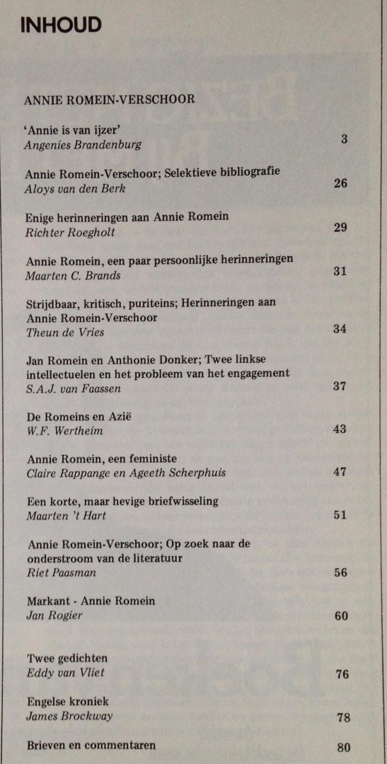 redactie - BZZLLETIN 9e jaargang nr 81 - december 1980 - Annie Romein - Verschoor