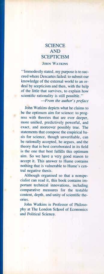 Watkins, John - Science and Scepticism.