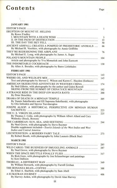 NATIONAL GEOGRAPHIC society Redactie - NATIONAL GEOGRAPHIC index  january-juni 1981 volume 159 dus halfjaar