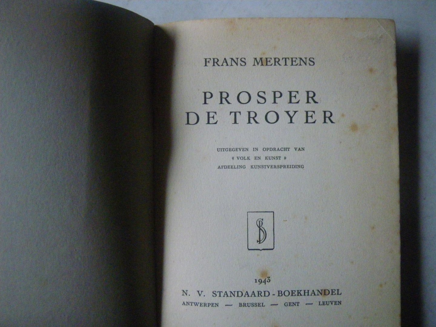 Mertens Frans - PROSPER DE TROYER (zelfportret op omslag 1929)