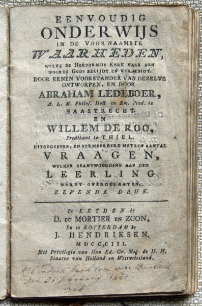 abraham Ledeboer en Willem de Roo. - Eenvoudig onderwijs in de voornaamste waarheden.