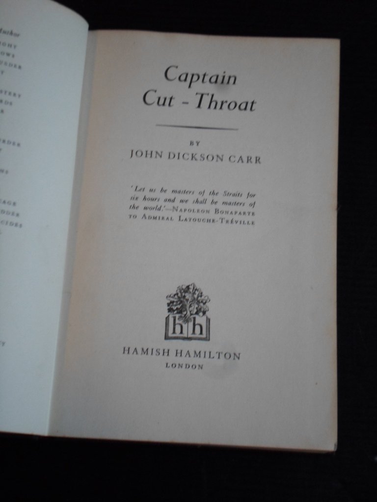 Dickson Carr, John - Captain Cut-Throat