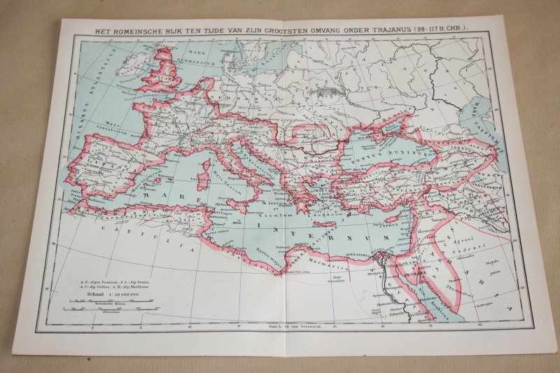  - Oude kaart - Romeinse Rijk t.t.v. Trajanus - circa 1905