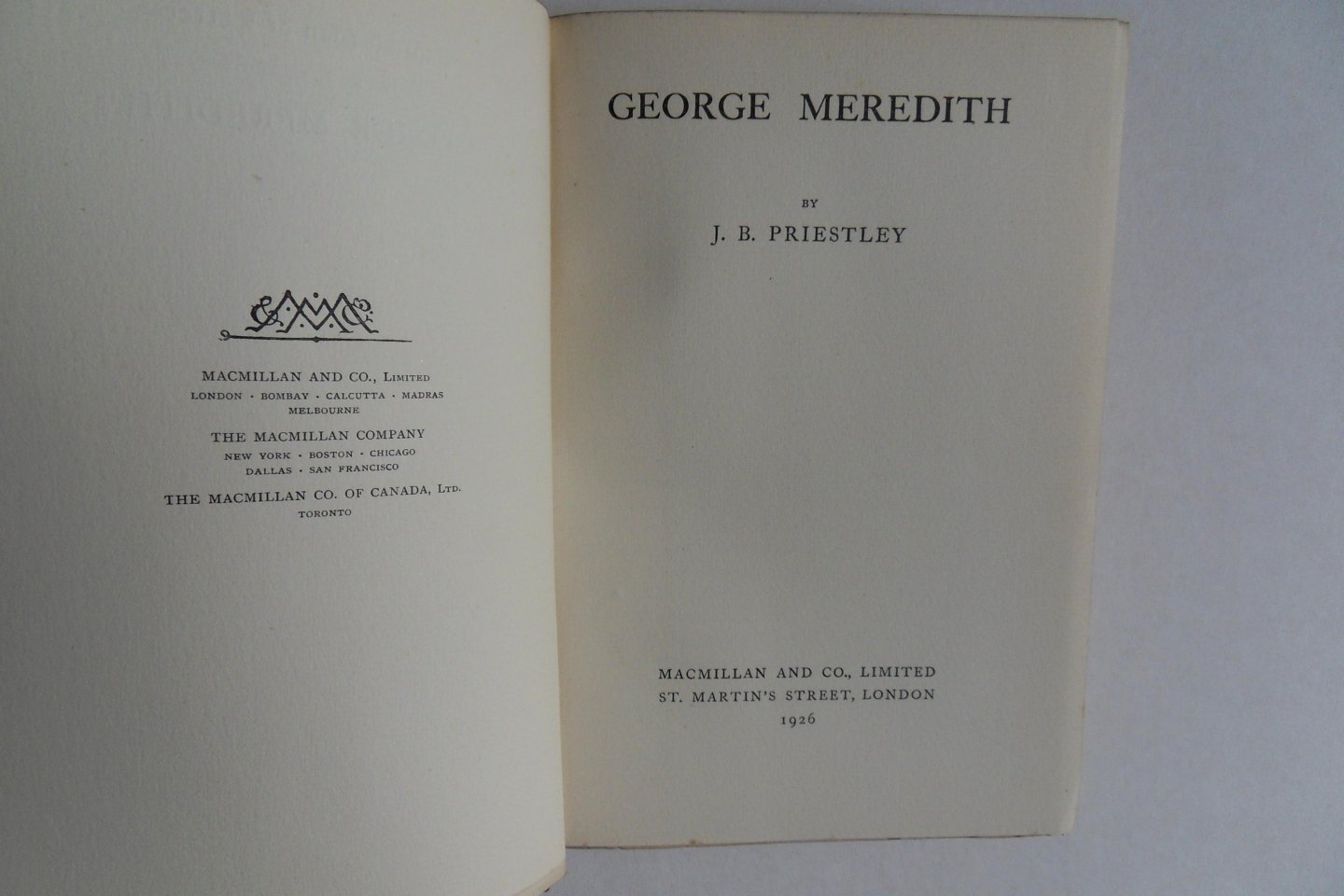 Priestley, J.B. - George Meredith. [ FIRST edition ].