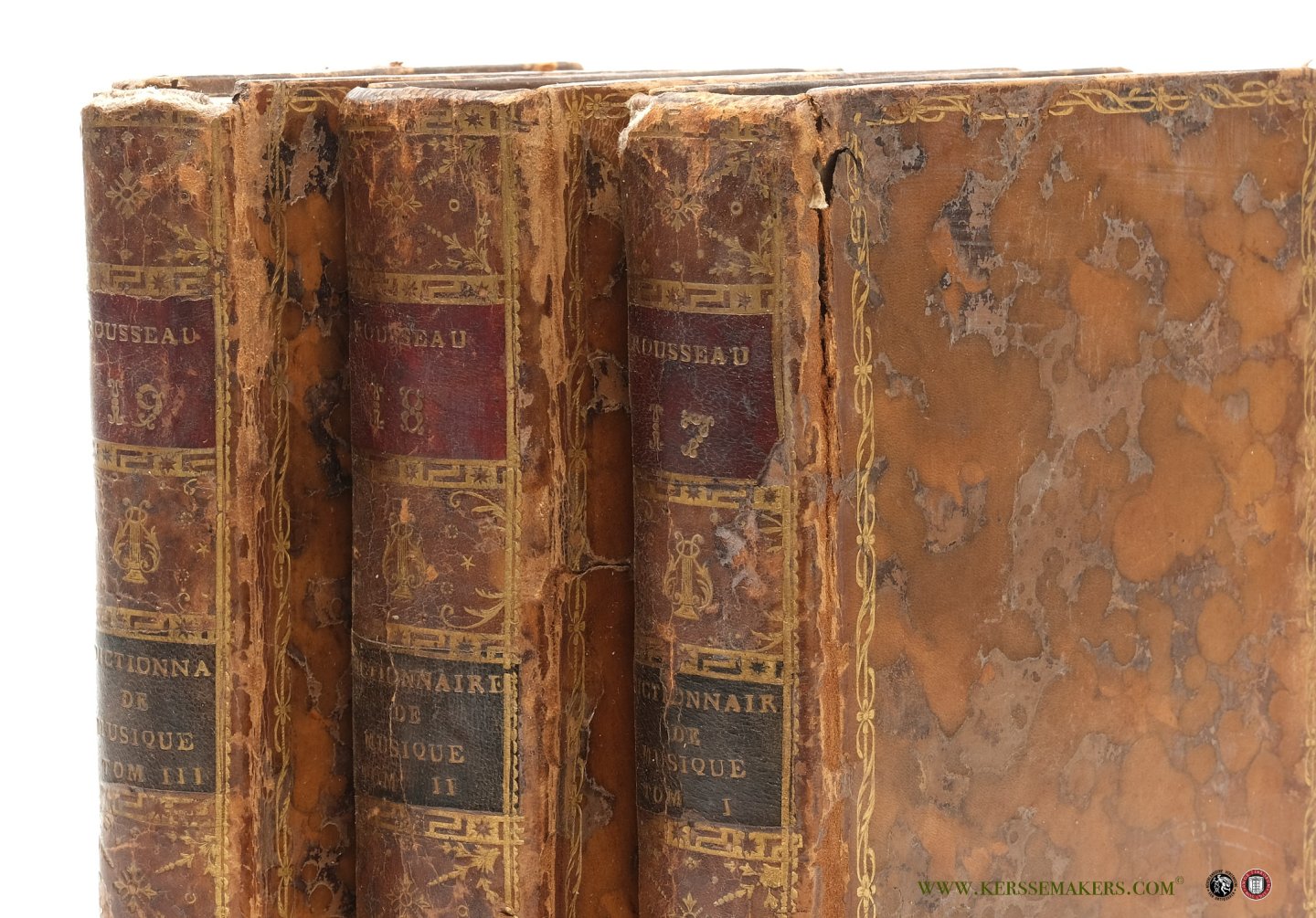 Rousseau, J. J. - Dictionnaire de musique, Tome Premier - Tome troisième, A - Z. (Sub-division of:) Oeuvres complettes. Nouvelle édition. Tome dix-septième - dix-neuvième (and) Tome de planches.